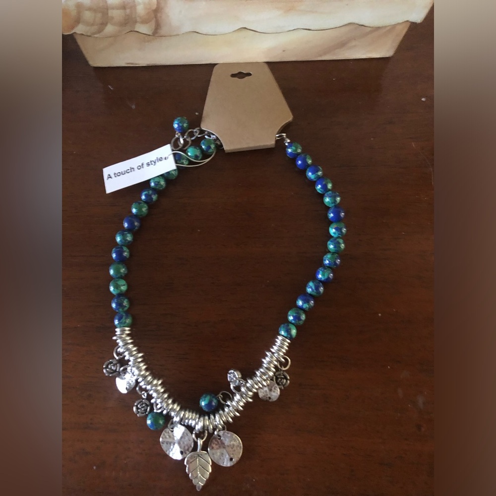 ❤️Azurite Beaded Charm Necklace- 148A $50 or. $45 w/offer
